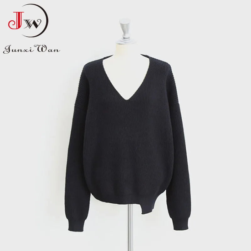 Casual Autumn Winter Women Sweater Knitted Pullover Warm Elegant Chic Female Loose Oversize Cashmere Basic Tops Jumper Pull