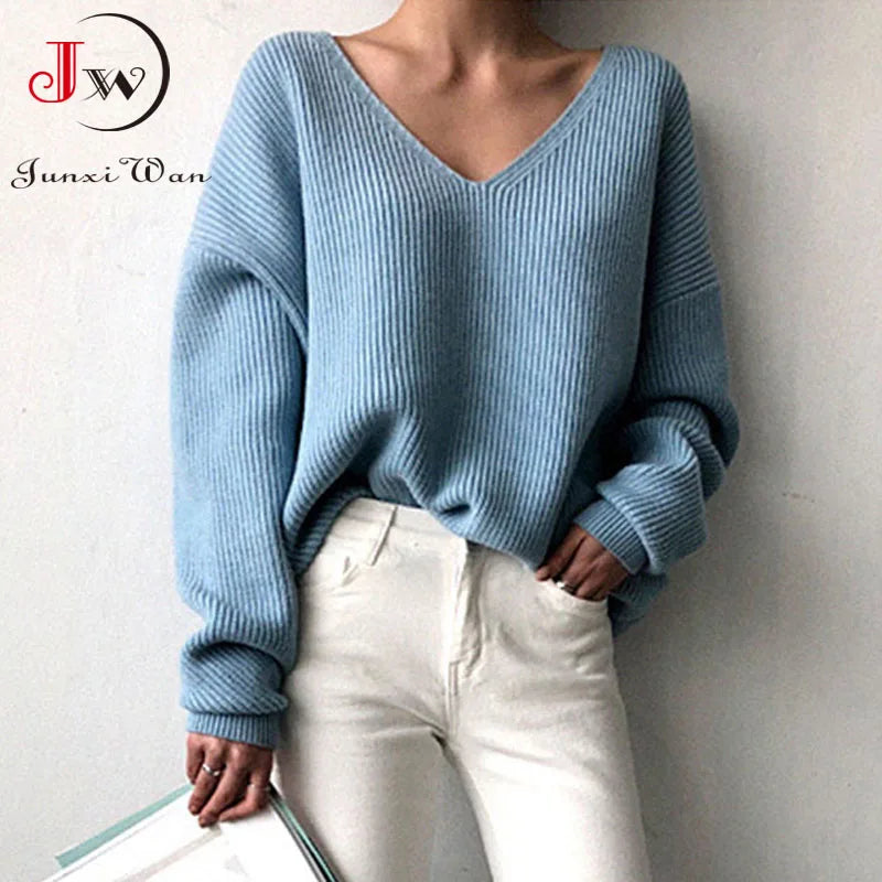 Casual Autumn Winter Women Sweater Knitted Pullover Warm Elegant Chic Female Loose Oversize Cashmere Basic Tops Jumper Pull