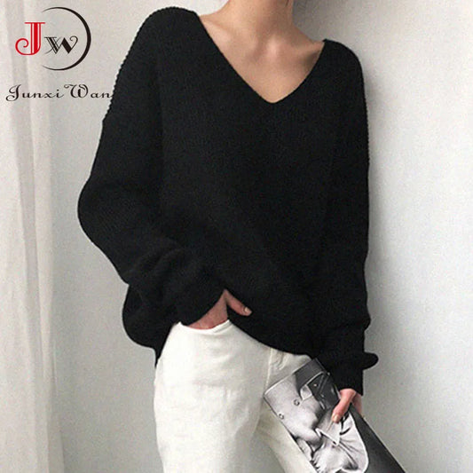 Casual Autumn Winter Women Sweater Knitted Pullover Warm Elegant Chic Female Loose Oversize Cashmere Basic Tops Jumper Pull